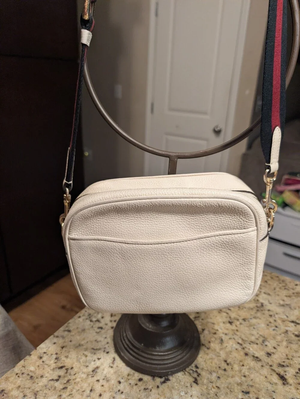Coach Dempsey Cream Leather Camera Bag